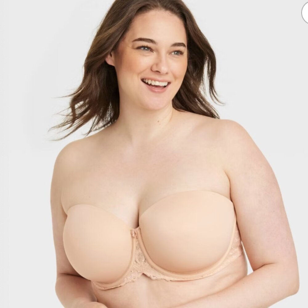 Auden‎ Lightly Lined Strapless Bra Soft Beige Size 42D